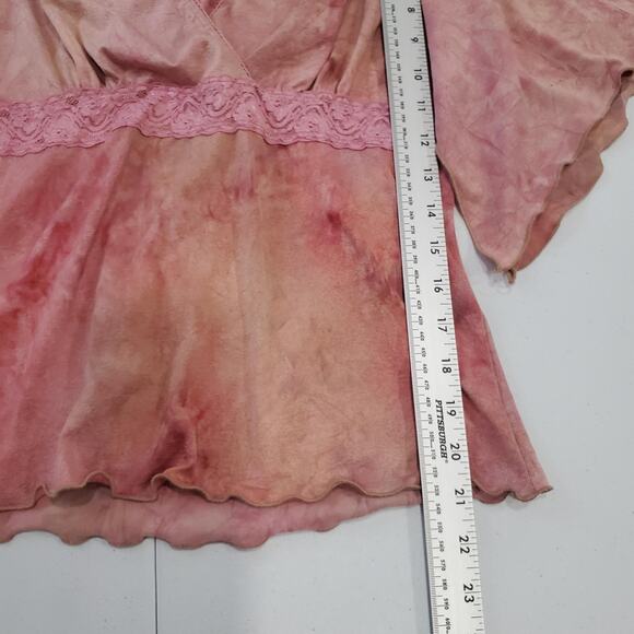 Vintage Y2K Fairy Grunge Wet Seal Shirt Womens Medium Pink Tie Dye Flutter Boho - Picture 5 of 8